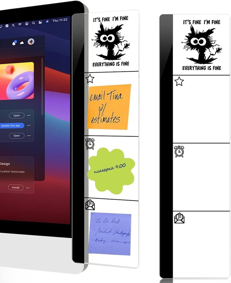 HTBIG Computer Monitor Memo Board It's Fine I'm Fine Everything is Fine Logo Monitor Message Board Sticky Notes Office Desk Accessories for Send Family Members Office Friends and Colleagues Gifts - Image 1